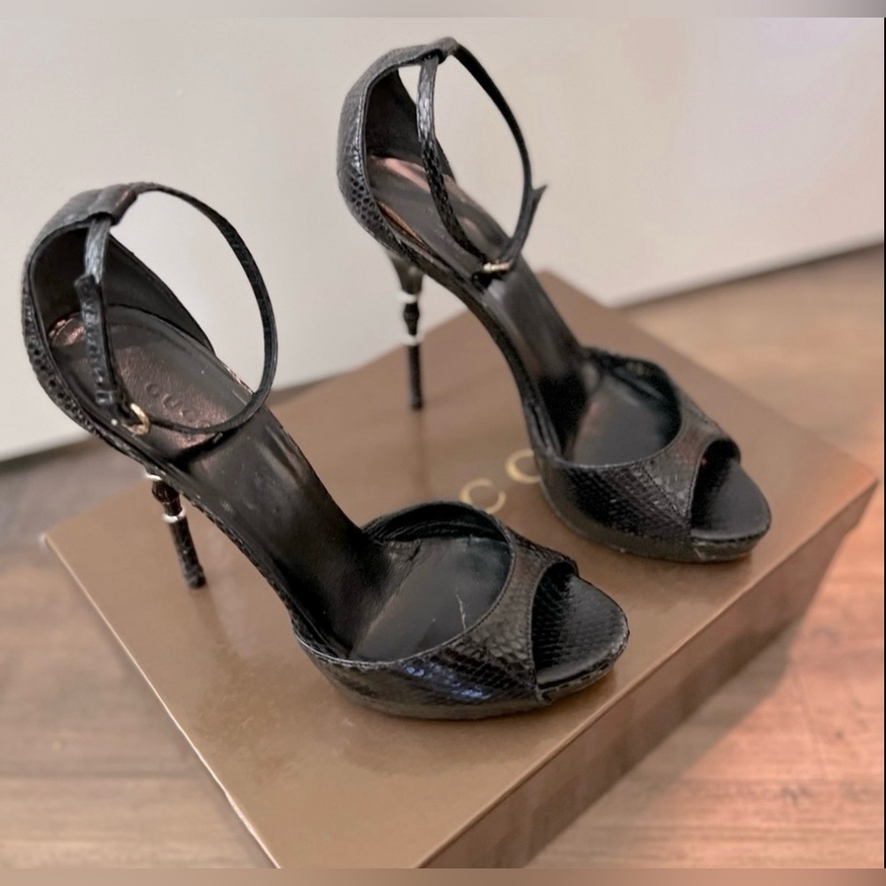 Gucci Python Bamboo Series Heeled Sandal #204149 Size 37.5 (7.5 US)